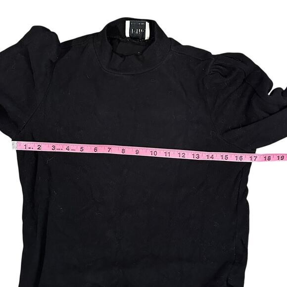 Elie Tahari Black Mock Neck Puff Shoulder Long Sleeve Top Women’s Medium | Fall - Picture 7 of 11
